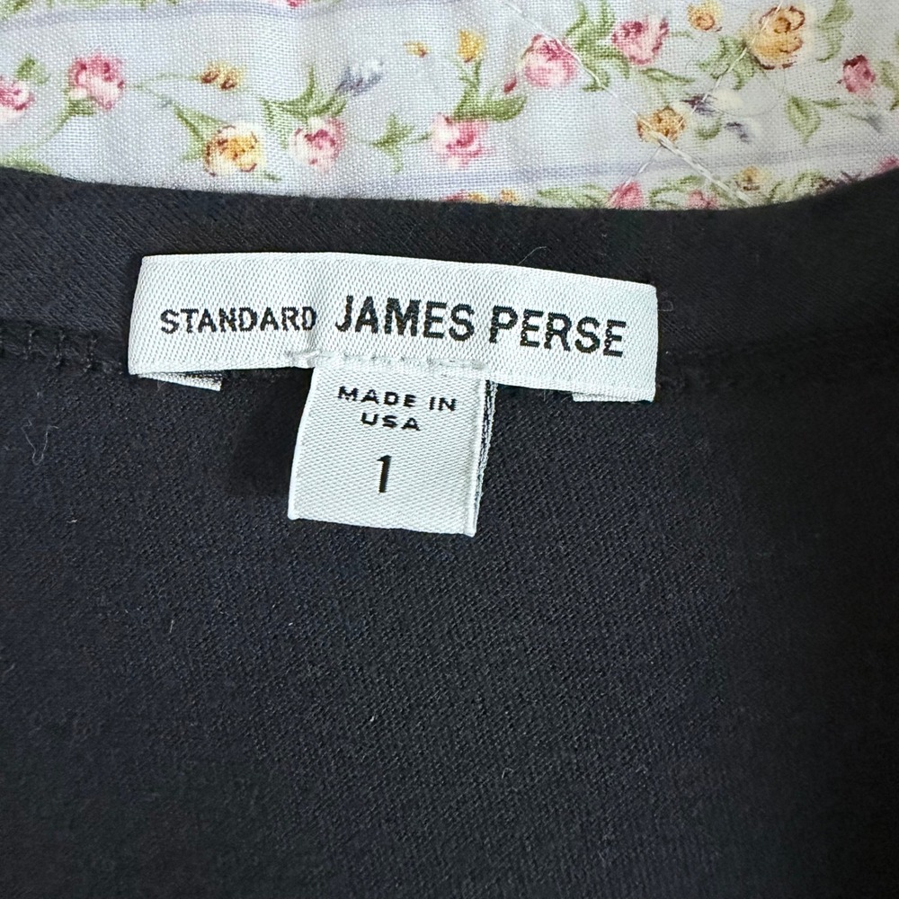 Standard James Perse Black Cotton Knit Split Neck Pencil Maxi Dress 1‎ Small - Picture 5 of 9